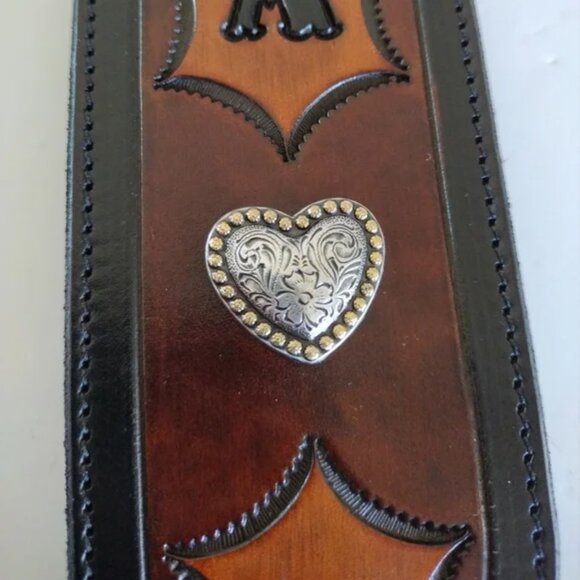 Custom Hand Tooled Leather Guitar Strap Adjustable Olivia - Picture 2 of 13